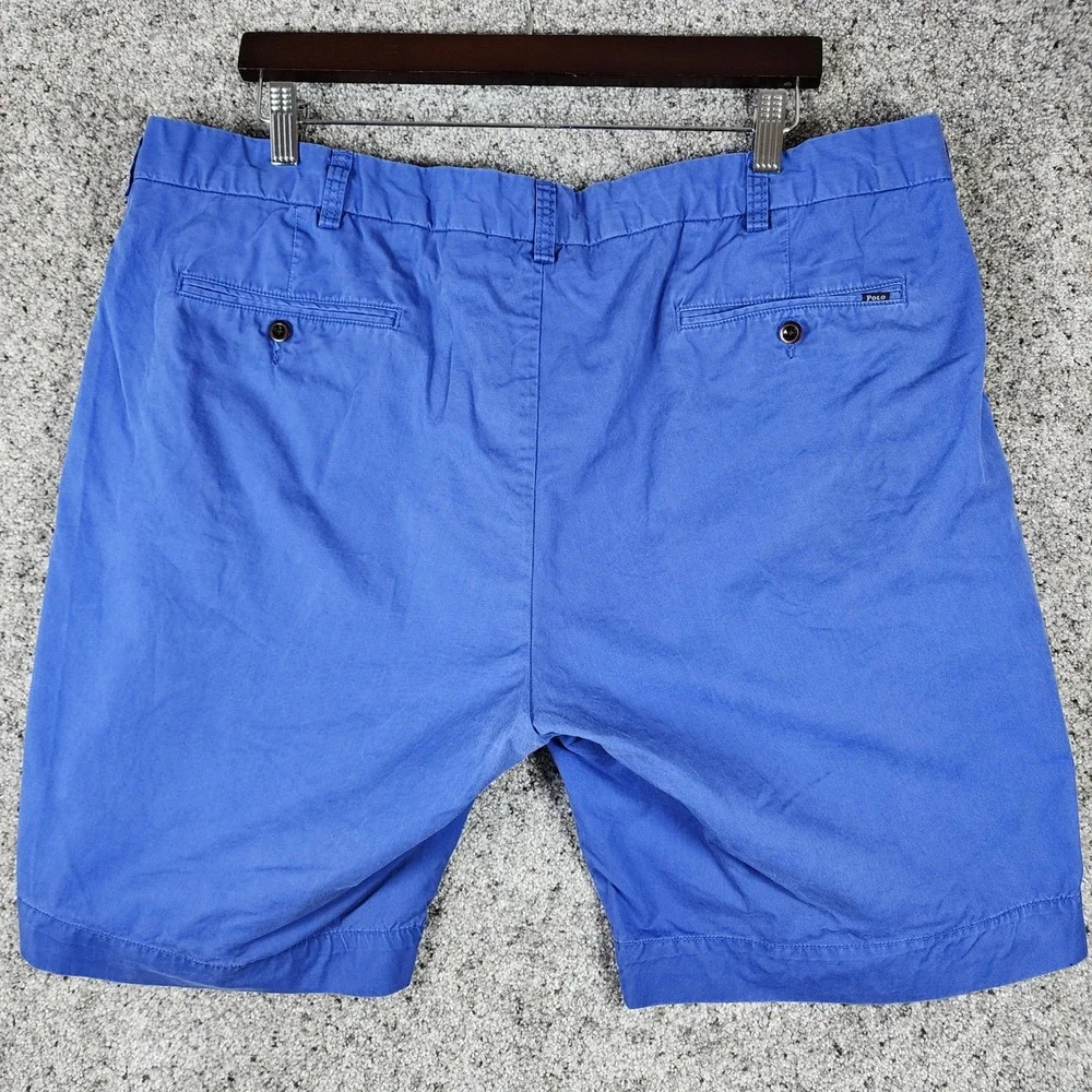 Polo Ralph Lauren Chino Shorts Mens 42 Classic Fit Pima Cotton Blue Excellent